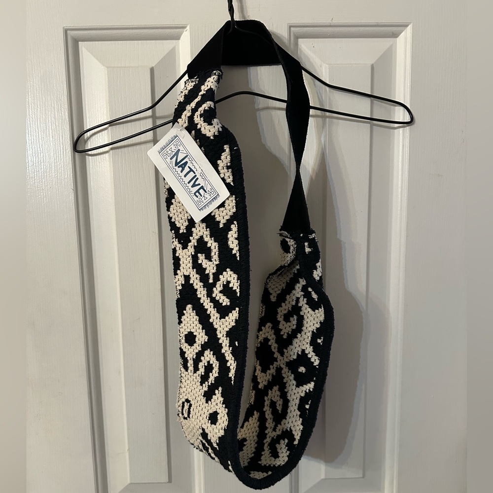Native Black and White Patterned Woven boho waist accent piece 42” waist